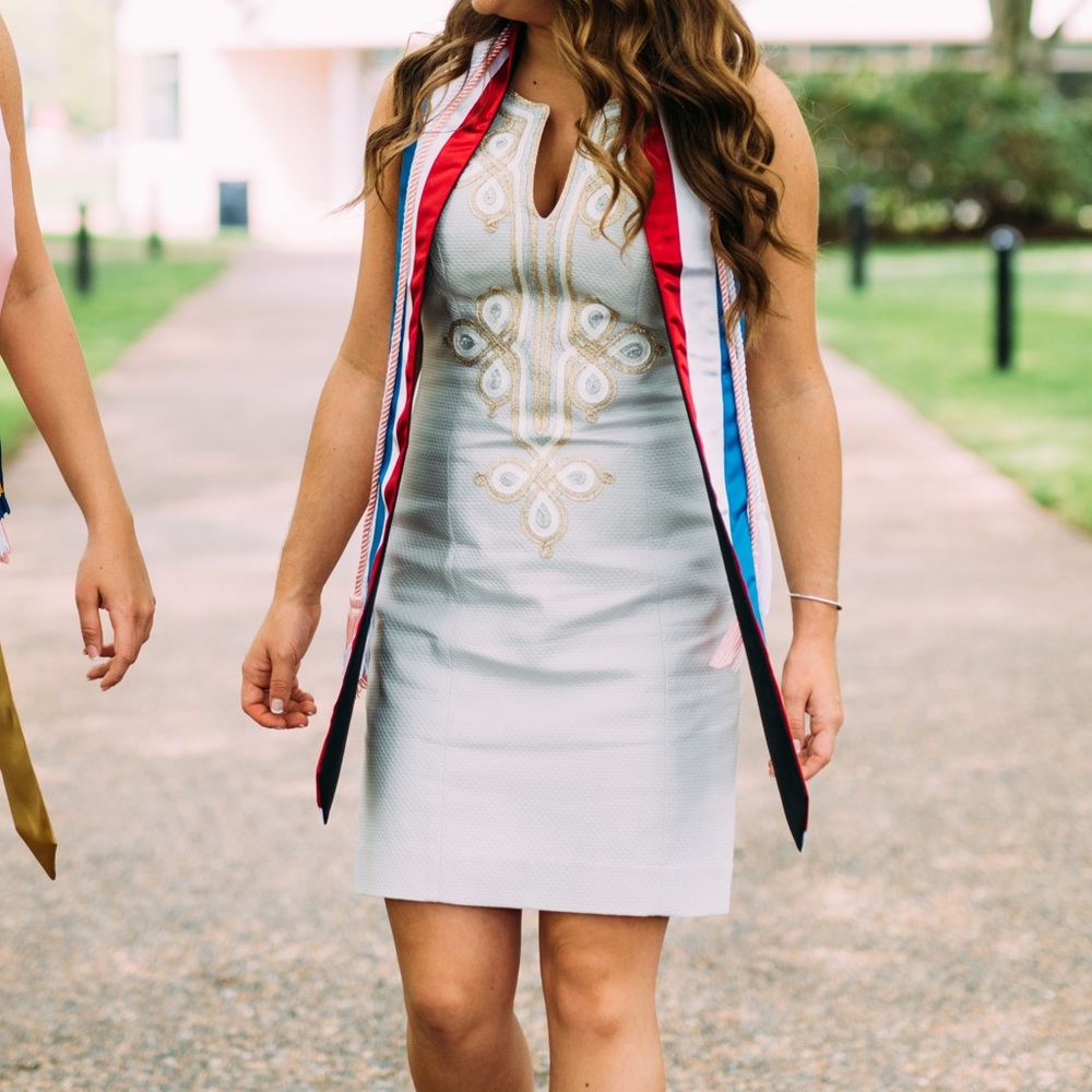 Lily Pulitzer Light Grey & Gold Shift Dress